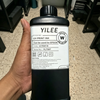 Encre UV DTF sans colmatage CMYK Blanc Vernis Brillant Bouteille 1KG Haute Densité pour Autocollant de Transfert Acrylique Bois Métal Céramique Vente en Gros