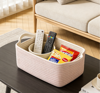 Paniers de rangement pliables multifonctionnels JBM en corde de coton noir pour aliments, fruits et légumes, usage domestique, OEM, ODM