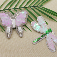 Décoratif mignon de haute qualité paillettes papillon libellule fer sur des patchs pour vêtements