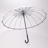 Parapluie transparent coupe-vent robuste à 16 baleines, cadre renforcé et épaissi, conception personnalisée en usine, vente en gros