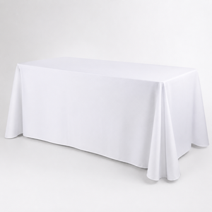 Wholesale White Rectangle Polyester <b>Tablecloth</b> Hemmed Edge Banquet Catering Event Rental Table Linen - Product Image 1