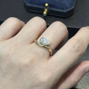 Certificado IGI Pear Cut 1CT Anillo de diamante cultivado en laboratorio 9K 10K 14K 18K Oro Compromiso de lujo Joyería fina Anillo de moda para mujer - Product Image 3