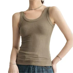 Benutzer definiertes Logo Hochwertige Baumwolle Unterhemden Tanks Tops Frauen Camis gerippt eng gestrickt Soft Workout Unterhemden Tank Top