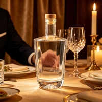 Bouteille de spiritueux en verre noir mat de 200 ml en forme d'animal, avec bouchon en liège, pour vin, vodka, whisky, brandy, gin, rhum, tequila