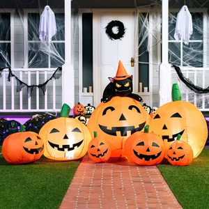 Ballon gonflable citrouille d'Halloween en nylon pour décoration extérieure, facile à installer, imperméable et résistant au soleil, pour événements festifs - Product Image 4
