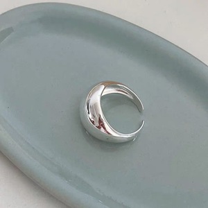 S925 Sterling Silver Minimalist Oval <b>Open</b> <b>Ring</b> For Women Index Finger Wide Face Everyday Wear - Product Image 3