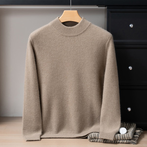 Pull-over col rond en cachemire 100% pour homme, automne-hiver, tricoté à maille épaisse, vente en gros - Product Image 4