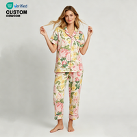 Ensemble de pyjama deux pièces pour femmes Beefey, imprimé floral lumineux, vêtements de nuit en bambou doux pour la peau, ensembles de pyjama pour femmes, vêtements de détente
