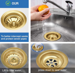 Kit <span class=keywords><strong>Scarico</strong></span> Lavello Cucina 4 Pollici in Acciaio Inox 304 Finitura Spazzolata Ecologico Anticorrosione Facile Installazione - Product Image 4