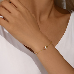 กำไลข้อมือดีไซน์มินิมอลแบบวงคู่เคลือบทอง 18k เงินแท้ 925 กำลังเป็นที่นิยม - Product Image 4