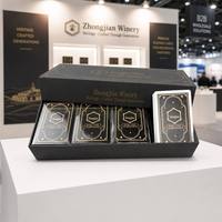 Cartes à Jouer Personnalisées de Luxe OEM/ODM en Papier avec Boîte Cadeau Noire à Feuille d'Or, 4 Jeux, Écologiques, Durables, Coins Arrondis, pour Poker Familial