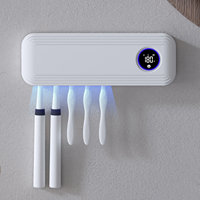 Nuevo Esterilizador UV de Pared sin Taladro para Cepillos de Dientes con Inducción Infrarroja y Tapa Abatible Automática, Caja de Secado y Desinfección