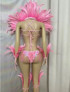Samba carnaval hecho a mano cuentas mono conjunto de plumas <span class=keywords><strong>para</strong></span> carnaval Festival mono + collar + chal de plumas + pierna de plumas/bandas <span class=keywords><strong>para</strong></span> el brazo - Product Image 5