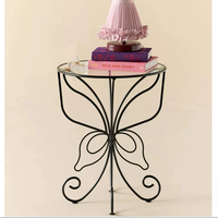 Mesa Auxiliar Redonda de Hierro Forjado Negro con Diseño de Mariposa Monarca para Sala de Estar, de Fábrica de Muebles China