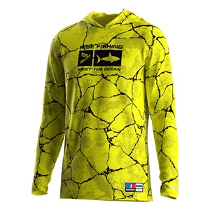 Camiseta de Pesca con Capucha para Hombre, Color Amarillo Fluorescente, UPF50+, Secado Rápido, Transpirable, para Pesca y Navegación en Verano - Product Image 1