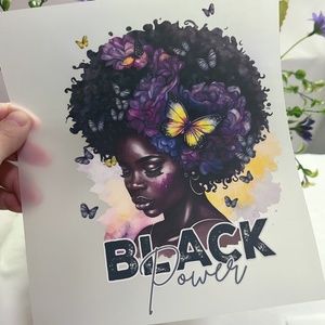 Tùy chỉnh màu đen nữ hoàng vẻ đẹp Châu Phi melanin cô gái cho dtf quần áo Sticker Plastisol truyền nhiệt in ấn tùy chỉnh thương hiệu - Product Image 2