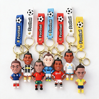 Fußballspieler-Figur Silikon-Schlüsselanhänger 3D Fußball-Athlet Puppe Taschenanhänger Mit Fußball-Handgelenkschlaufe Sport-Souvenir Schlüsselring