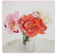 Bouquet d'orchidées Cymbidium hydratantes, fleurs artificielles de haute qualité, décoration de table en acier inoxydable, centre de table pour mariage