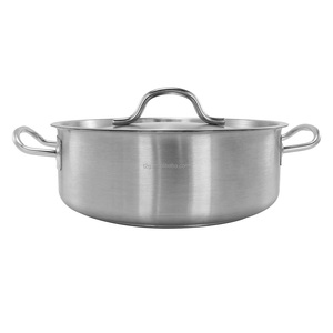 Stainless Steel Soup Pot with Lid <b>Induction</b> Compatible Sustainable Dishwasher Safe Minimalist Design Commercial Kitchenware - Product Image 1