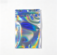 Sacs refermables holographiques irisés, pochettes en plastique laser refermables pour bijoux, bonbons, petits cadeaux, emballage avec trou de suspension