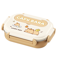 Boîte à lunch isotherme anti-fuite pour enfants avec support pour téléphone, couverts intégrés, micro-ondable, en acier inoxydable 304, boîte bento