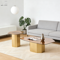 Ensemble de tables basses gigognes en marbre avec base en métal nordique, table basse de service, table centrale, mobilier de salon de luxe