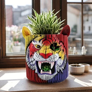 Maceta con Forma de Cara de Tigre de Resina, Escultura de Animal Salvaje, Maceta Decorativa para Hogar, Jardín u Oficina, Maceta de Arte Abstracto Única, Venta al Por Mayor - Product Image 2