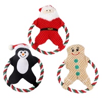 Jouet à mâcher en corde pour chien de Noël, jouet interactif couineur Père Noël, Bonhomme en pain d'épices, Pingouin pour petits et moyens chiens, cadeau de Noël pour animaux de compagnie