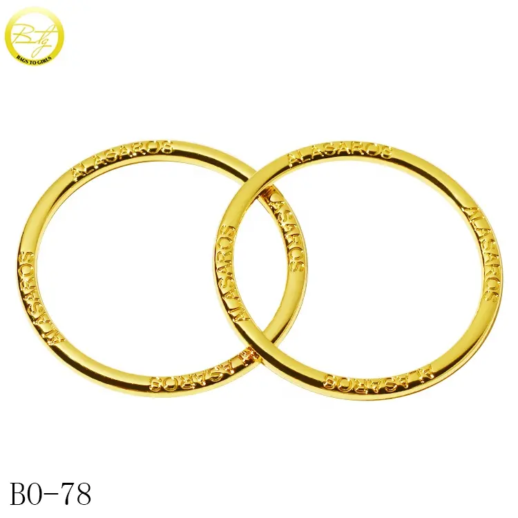حلقات دائرية ملحقة مستديرة مطلية بالذهب ، مُعدّل إبزيم دائري لاسم خاص لملابس السباحة النسائية