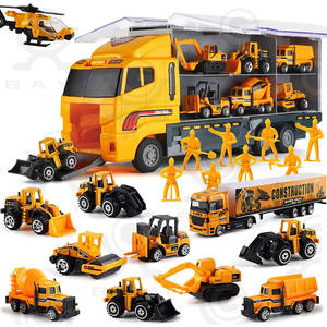 Vente en gros Ensemble de transporteurs de voitures en alliage moulé sous pression Camion à benne basculante <span class=keywords><strong>pelleteuse</strong></span> Véhicules moulés sous pression pour garçons Cadeau pour enfants - Product Image 2