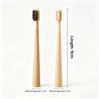 Lot de 4 brosses à dents en bambou écologiques avec logo personnalisé, poils de cheval et de sanglier, manche en bambou, souples et douces