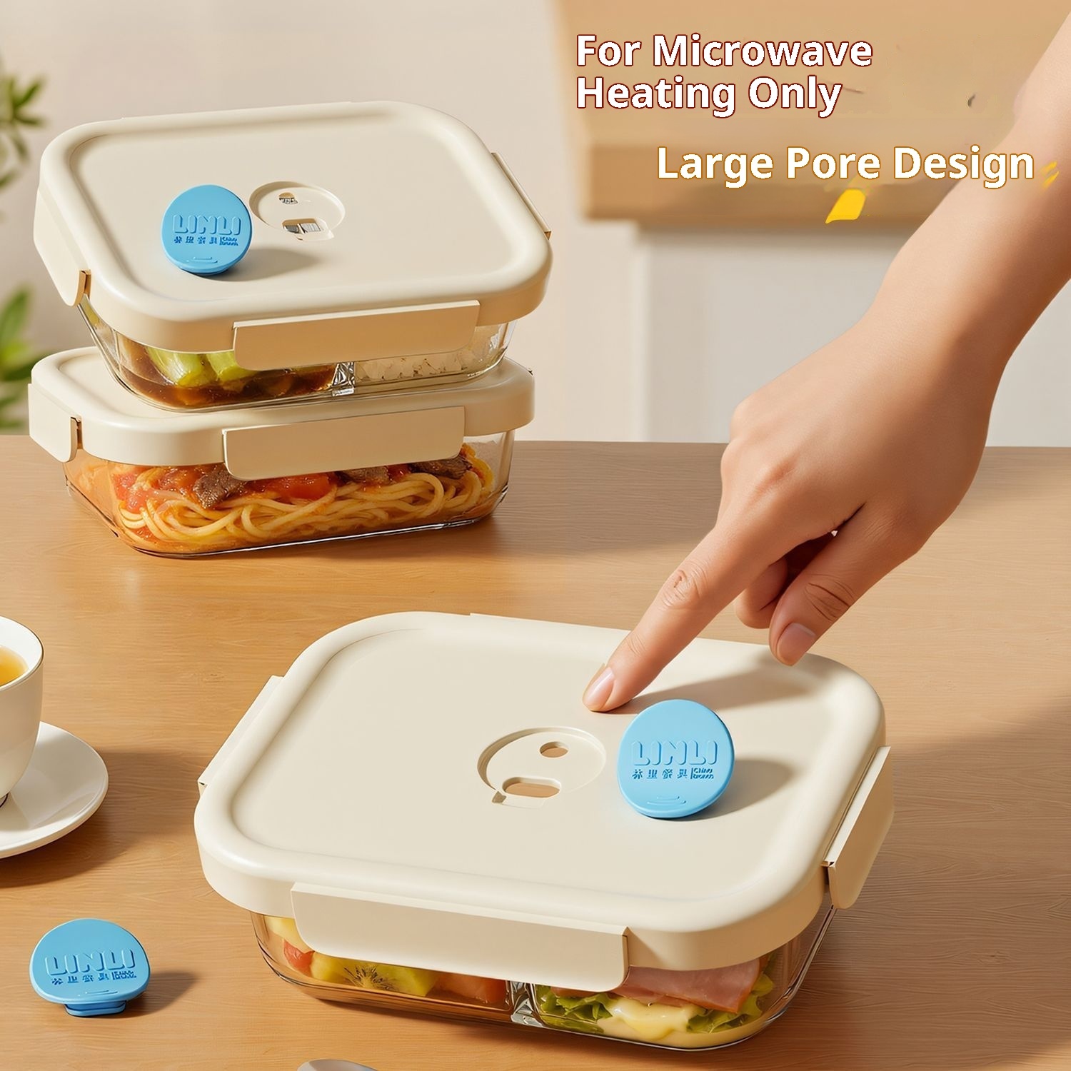 2026 New Model Glass Lunch Box Set Microwave Safe Stackable Food Preservation Container Sealed Lid Printing Cute Design for Work view 2