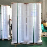Film auto-adhésif PP/PE/PET/BOPP blanc mat/brillant/transparent de 320 mm, matériau pour étiquettes jumbo, autocollant en polypropylène