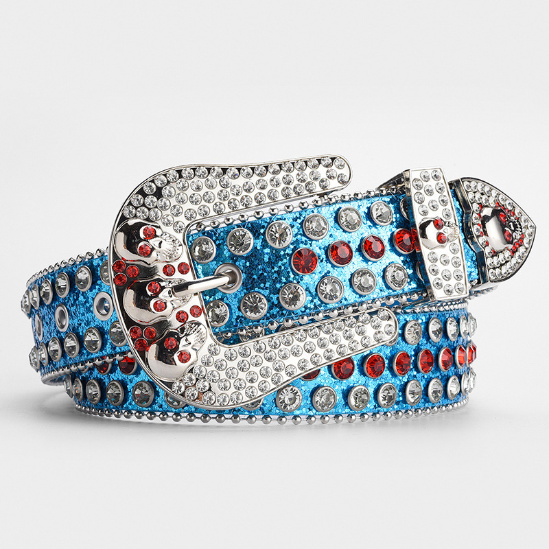 Men Women Rhinestone Belt Bling Western Studded Leather Belt display picture 1