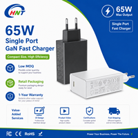 Chargeur mural Type-C GaN PD65W à charge ultra-rapide, design ignifuge et écologique, prise US/EU/AU/UK, certifié CE/FCC/UKCA
