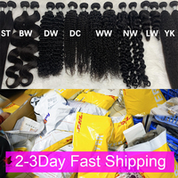 Lot de Cheveux Indiens Bruts Double Trame, Vierge, Cuticules Alignées, Fournisseur en Gros, 100% Cheveux Humains Remy Non Traités en Vrac pour Extensions