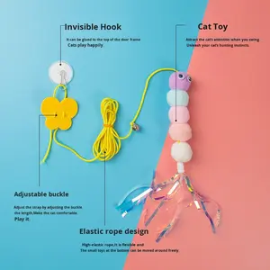 Cartoon Style Katzen spielzeug Neue Ideen für Kätzchen Selbst unterhaltung Swing Hanging Door Elastic Feather <span class=keywords><strong>Pet</strong></span> Interaktives Bewegungs spielzeug - Product Image 2
