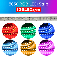 Lampu Strip LED RGB 5050 DC12V 24V 60LED/m 120LED/m 5M IP65 Tahan Air Fleksibel Warna Putih Hangat 5050 SMD
