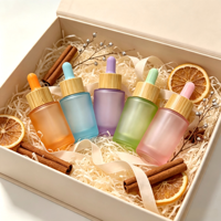 Botol Kaca Pipet 30ml dengan Logo Kustom, Tutup Bambu, Botol Kosong untuk Serum Wajah, Minyak Tubuh, Solusi Kemasan Massal