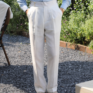 <span class=keywords><strong>Traje</strong></span> de <span class=keywords><strong>Hombre</strong></span> de Dos Piezas, Estilo Old Money, de <span class=keywords><strong>Lino</strong></span> Transpirable, <span class=keywords><strong>Blanco</strong></span>, Casual, Medio Forrado, Cuello de Solapa con Muescas, para Verano - Product Image 2
