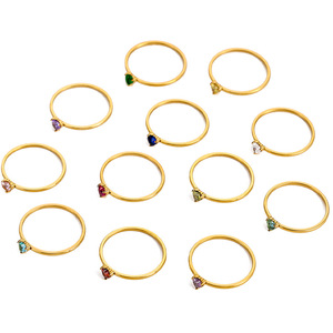 Anillo de Piedra Natalicia Personalizado, Chapado en Oro de 18k, con Zirconia en Forma de Corazón, Anillos de Boda de Acero Inoxidable, Joyería al por Mayor, ALN25122564 - Product Image 6