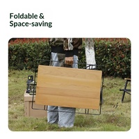 Table de camping pliable d'extérieur en bois et fer, portable, pour pique-nique, barbecue, mobilier d'extérieur