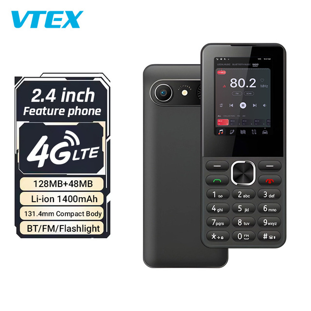 2.4 Inch 4G Mobile Phone for Seniors 1400mAh Big Battery Bt FM Flashlight Small Size 131.4mm Lightweight Durable Feature Phone