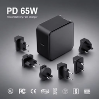 Chargeur mobile rétractable 65W PD65W GaN pour ordinateur portable, chargeur portable QC3.0, charge rapide USB C pour téléphone portable et ordinateur portable