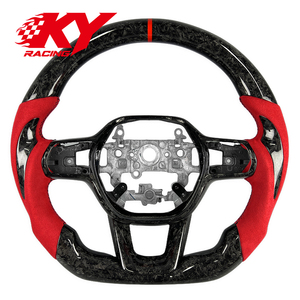 Volante Deportivo Personalizado de Fibra de Carbono y Gamuza Roja para Honda Civic, Accord, CRV de 11ª Generación (2021-2026) y Acura Integra - Product Image 1