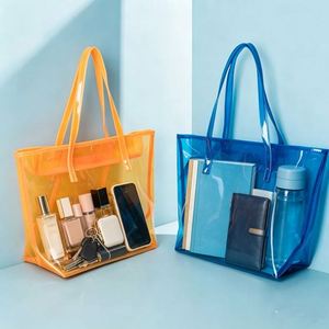 Custom Logo PVC <b>Tote</b> Bag Transparent Large Capacity Jelly <b>Plastic</b> Shopping Handbag - Product Image 4