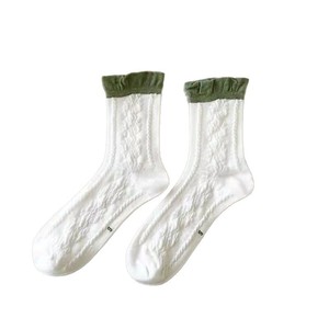 <b>White</b> <b>Lace</b> Mid Calf Socks Women Thermo Japanese Style Green Long Socks Autumn Winter Fashion - Product Image 4