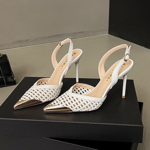 Autumn European American Fashion Hollow Woven Stiletto Wedding <strong>Shoes</strong> Women's High-End <strong>Metal</strong> Pointed Toe Super High <strong>Heel</strong> - Product Image 5