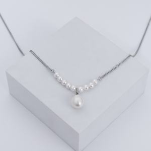 Collier long classique de mariée avec perles et breloques d'amour, plaqué argent, style vintage, pour filles - Product Image 3