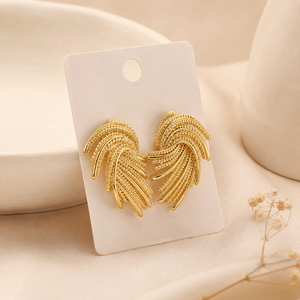 Boucles d'oreilles clous irrégulières en acier inoxydable plaqué or 18 carats pour femmes, étanches, style déclaration, en vrac, motif lave, délicates - Product Image 5